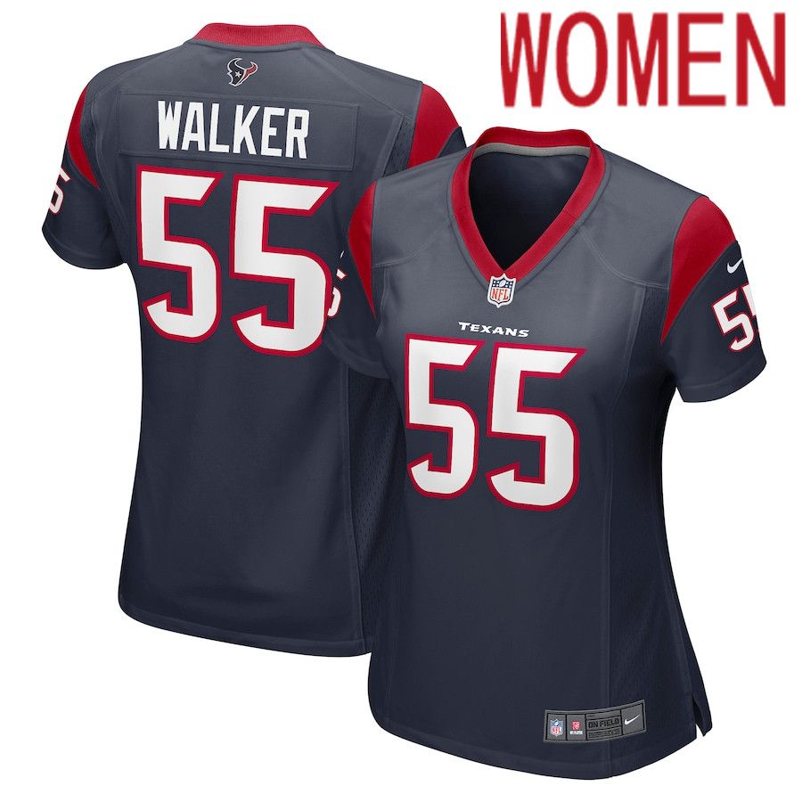 Women Houston Texans 55 DeMarcus Walker Nike Navy Game Player NFL Jersey
